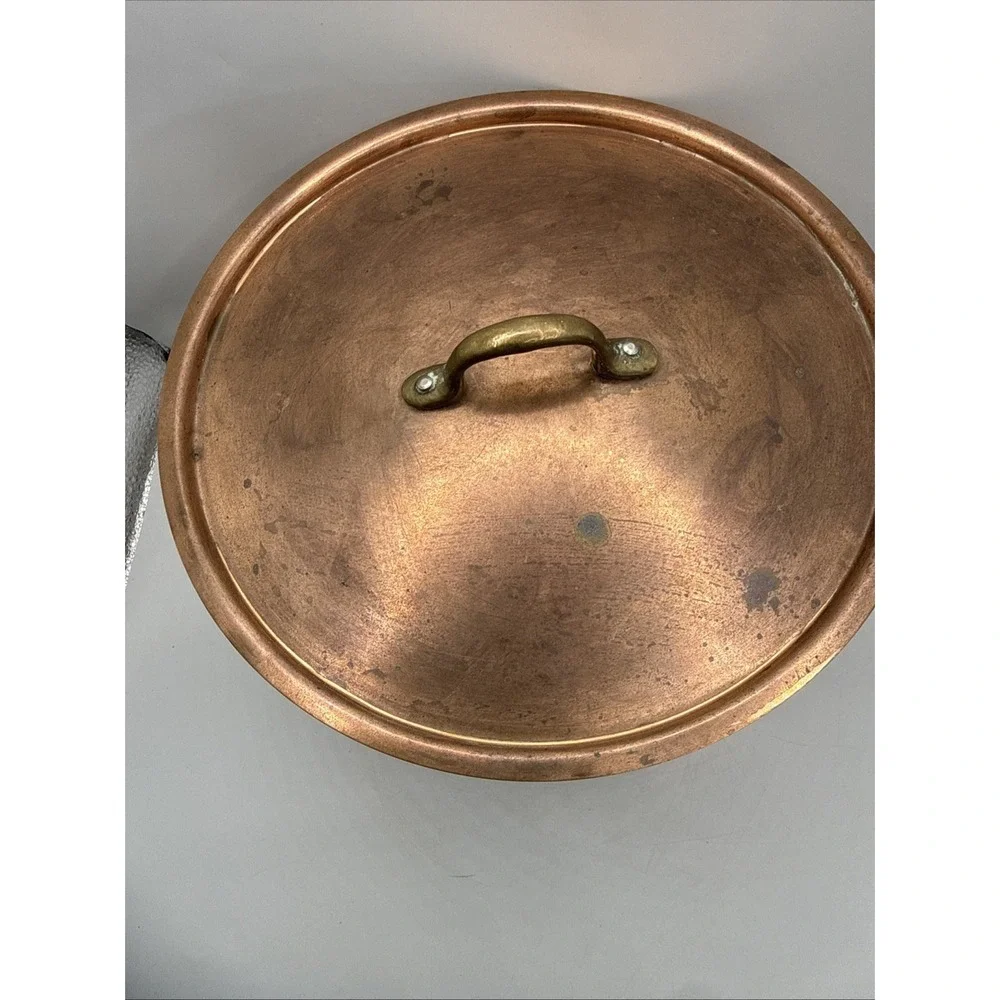 Vintage Copper Pot‎ w/Lid - Brass Handles